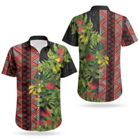 Maori Tukutuku Couples Matching Summer Maxi Dress and Hawaiian Shirt with Ferns Pohutukawa and Kowhai Tribal Moko Patterns