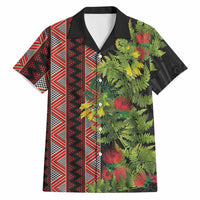 Maori Tukutuku Hawaiian Shirt with Ferns Pohutukawa and Kowhai Tribal Moko Patterns LT03 Multicolor - Polynesian Pride