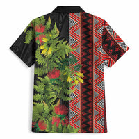 Maori Tukutuku Hawaiian Shirt with Ferns Pohutukawa and Kowhai Tribal Moko Patterns LT03 - Polynesian Pride