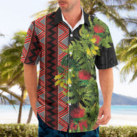 Maori Tukutuku Hawaiian Shirt with Ferns Pohutukawa and Kowhai Tribal Moko Patterns LT03 - Polynesian Pride