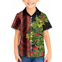 Maori Tukutuku Hawaiian Shirt with Ferns Pohutukawa and Kowhai Tribal Moko Patterns LT03 - Polynesian Pride