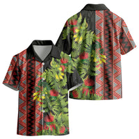 Maori Tukutuku Kid Hawaiian Shirt with Ferns Pohutukawa and Kowhai Tribal Moko Patterns LT03 - Polynesian Pride