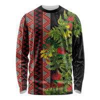 Maori Tukutuku Long Sleeve Shirt with Ferns Pohutukawa and Kowhai Tribal Moko Patterns