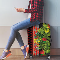 Maori Tukutuku Luggage Cover with Ferns Pohutukawa and Kowhai Tribal Moko Patterns