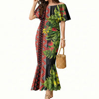 Maori Tukutuku Mermaid Dress with Ferns Pohutukawa and Kowhai Tribal Moko Patterns LT03 Women Multicolor - Polynesian Pride