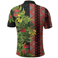 Maori Tukutuku Polo Shirt with Ferns Pohutukawa and Kowhai Tribal Moko Patterns