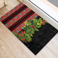 Maori Tukutuku Rubber Doormat with Ferns Pohutukawa and Kowhai Tribal Moko Patterns