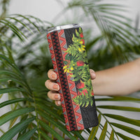 Maori Tukutuku Skinny Tumbler with Ferns Pohutukawa and Kowhai Tribal Moko Patterns