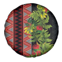 Maori Tukutuku Spare Tire Cover with Ferns Pohutukawa and Kowhai Tribal Moko Patterns