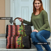 Maori Tukutuku Travel Bag with Ferns Pohutukawa and Kowhai Tribal Moko Patterns