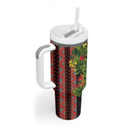 Maori Tukutuku Tumbler With Handle with Ferns Pohutukawa and Kowhai Tribal Moko Patterns