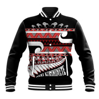 New Zealand Christmas Baseball Jacket Funny Santa Claus Haka Dance with Tukutuku
