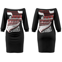 New Zealand Christmas Couples Matching Off The Shoulder Long Sleeve Dress and Hawaiian Shirt Funny Santa Claus Haka Dance with Tukutuku