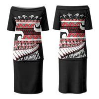 New Zealand Christmas Couples Matching Puletasi and Long Sleeve Button Shirt Funny Santa Claus Haka Dance with Tukutuku