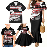 New Zealand Christmas Family Matching Mermaid Dress and Hawaiian Shirt Funny Santa Claus Haka Dance with Tukutuku