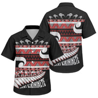 New Zealand Christmas Family Matching Off Shoulder Short Dress and Hawaiian Shirt Funny Santa Claus Haka Dance with Tukutuku LT03 Son's Shirt Multicolor - Polynesian Pride