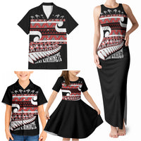 New Zealand Christmas Family Matching Tank Maxi Dress and Hawaiian Shirt Funny Santa Claus Haka Dance with Tukutuku LT03 - Polynesian Pride