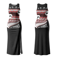 New Zealand Christmas Family Matching Tank Maxi Dress and Hawaiian Shirt Funny Santa Claus Haka Dance with Tukutuku LT03 Mom's Dress Multicolor - Polynesian Pride