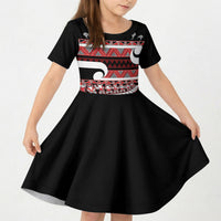 New Zealand Christmas Kid Short Sleeve Dress Funny Santa Claus Haka Dance with Tukutuku
