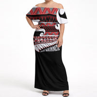 New Zealand Christmas Off Shoulder Maxi Dress Funny Santa Claus Haka Dance with Tukutuku