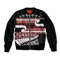 New Zealand Christmas Sleeve Zip Bomber Jacket Funny Santa Claus Haka Dance with Tukutuku