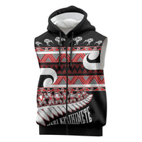 New Zealand Christmas Sleeveless Zip Hoodie Funny Santa Claus Haka Dance with Tukutuku