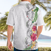 Hawaii DNA Kakau Tattoo Hawaiian Shirt with Plumeria and Hibiscus Tropical Plants White Color LT03 - Polynesian Pride