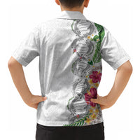 Hawaii DNA Kakau Tattoo Hawaiian Shirt with Plumeria and Hibiscus Tropical Plants White Color LT03 - Polynesian Pride
