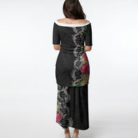 Hawaii DNA Kakau Tattoo Puletasi with Plumeria and Hibiscus Tropical Plants Black Color LT03 - Polynesian Pride
