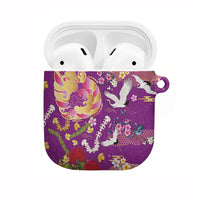 Hawaiian and Japanese Culture Together AirPods Case Kakau Tribal Pattern and Irezumi Art Purple Color