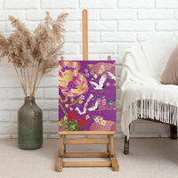 Hawaiian and Japanese Culture Together Canvas Wall Art Kakau Tribal Pattern and Irezumi Art Purple Color