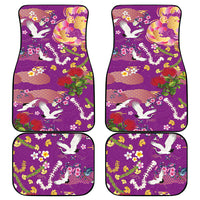 Hawaiian and Japanese Culture Together Car Mats Kakau Tribal Pattern and Irezumi Art Purple Color