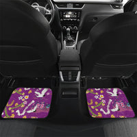 Hawaiian and Japanese Culture Together Car Mats Kakau Tribal Pattern and Irezumi Art Purple Color