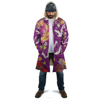 Hawaiian and Japanese Culture Together Cloak Kakau Tribal Pattern and Irezumi Art Purple Color