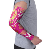 Hawaiian and Japanese Culture Together Arm Sleeves Kakau Tribal Pattern and Irezumi Art Pink Color