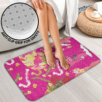 Hawaiian and Japanese Culture Together Bathroom Set Kakau Tribal Pattern and Irezumi Art Pink Color
