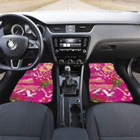Hawaiian and Japanese Culture Together Car Mats Kakau Tribal Pattern and Irezumi Art Pink Color