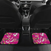 Hawaiian and Japanese Culture Together Car Mats Kakau Tribal Pattern and Irezumi Art Pink Color