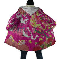 Hawaiian and Japanese Culture Together Cloak Kakau Tribal Pattern and Irezumi Art Pink Color