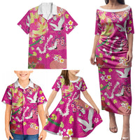 Hawaiian and Japanese Culture Together Family Matching Puletasi and Hawaiian Shirt Kakau Tribal Pattern and Irezumi Art Pink Color