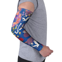 Hawaiian and Japanese Culture Together Arm Sleeves Kakau Tribal Pattern and Irezumi Art Blue Color