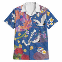 Hawaiian and Japanese Culture Together Hawaiian Shirt Kakau Tribal Pattern and Irezumi Art Blue Color LT03 Blue - Polynesian Pride