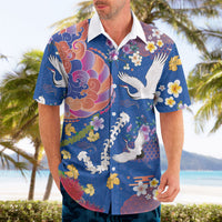 Hawaiian and Japanese Culture Together Hawaiian Shirt Kakau Tribal Pattern and Irezumi Art Blue Color