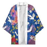 Hawaiian and Japanese Culture Together Kimono Kakau Tribal Pattern and Irezumi Art Blue Color