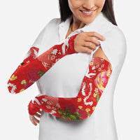 Hawaiian and Japanese Culture Together Arm Sleeves Kakau Tribal Pattern and Irezumi Art Red Color