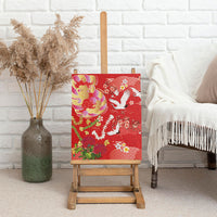 Hawaiian and Japanese Culture Together Canvas Wall Art Kakau Tribal Pattern and Irezumi Art Red Color