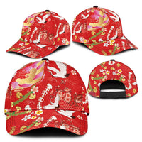 Hawaiian and Japanese Culture Together Classic Cap Kakau Tribal Pattern and Irezumi Art Red Color
