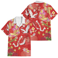 Hawaiian and Japanese Culture Together Family Matching Long Sleeve Bodycon Dress and Hawaiian Shirt Kakau Tribal Pattern and Irezumi Art Red Color LT03 Dad's Shirt - Short Sleeve Red - Polynesian Pride