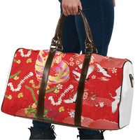 Hawaiian and Japanese Culture Together Travel Bag Kakau Tribal Pattern and Irezumi Art Red Color