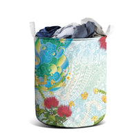 Japanese and Hawaiian Culture Fusion Laundry Basket Irezumi with Turtles and Lei Kakau Pattern Fresh Vibe